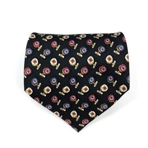Brooks Brothers Tie Men's 100% Silk Black Elegant Foulard Geometric Necktie